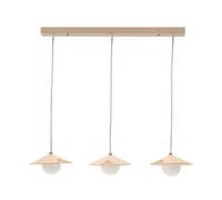 Suspension Wilara en placage chêne avec 3 perles de verre fumé blanc