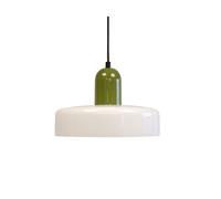 Suspension Yori - Box and beyond - Métal et Verre Vert et Blanc - Ø25 cm - Douille E27 - Salon, Chambre, Bureau, Entrée