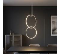 Lampe à suspension LED suspension lampe de table à manger plafonnier salon, anneau design chrome, 17W 1650lm 4000K, LxPxH 45x21x230 cm
