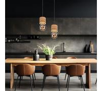 Suspensions Cuisine Bois Lumière pour Salle à Manger Braun Rétro 2er Set