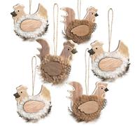 Suspensions de Pâques Coq et Poule, 6 pièces: décorations en Bois à Suspendre, décoration Poules fenêtre et Arbre de Pâques, Ornements Printemps, 9,5 x 9 cm
