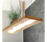 Suspensions LED Table À Manger Lampe Suspendue Bois Résine Rustique Dimmable lustres suspendu 36W Avec Télécommande Hauteur Réglable Pendentif Lumière Salle À Manger Lustre Salon Salle D'étude