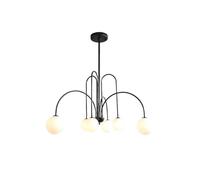 Suspensions Lustre lampe Lampe pendante Globe en verre au lait à 6 lumières Lustre boule en métal et verre avec tiges ajustables for îlot de cuisine Chambre à coucher Foyer Entrée Salon ( Color : Blac