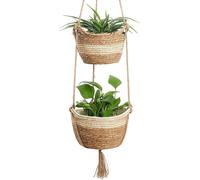 Suspensions pour algues marines - 2 tailles de pots tissés - Intérieur et extérieur - Housse pour pot de fleurs - Panier de rangement / pot de fleurs - Décoration d'intérieur - Beige