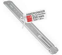 Suspentes directes 350 mm en acier galvanisé 0,8 mm, lot de 1 pièces | fixation placo pour profilé CD 60/27 et suspension bois, support plafond anticorrosion pour cloisons sèches