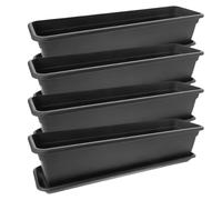 SUSTANIA 2friends Lot de 4 jardinières de balcon - 80 cm - Avec soucoupe - En plastique - Fabriqué en UE - Anthracite