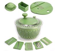 SUSTEAS Essoreuse à salade 4,25 L avec Bol de Lavage pour Légumes/Fruits, Égouttoir, Couvercle Trancheur avec 5 lames et Séparateur d'Œufs - sans BPA