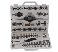 SustVita Jeu de tarauds et filières, kit de 45 pièces, HSS usiné CNC avec filetages grossiers et fins (NC, NF, M), outil de filetage professionnel pour le travail des métaux (Métrique 16CM)