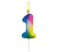 Susy Card Bougie Chiffre "Arc-En-Ciel" Hauteur 5 Cm Chiffre N° 1