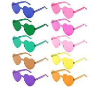 SUTOUG 10PCS Heart-Shaped Glasses, Funny Party Glasses for Kids and Adults, Magic Colours Hippie Glasses for Birthday Party Accessories Halloween Carnival Christmas Wedding Photo Props Beach