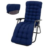 Sutowe 170x50cm Coussin de Chaise Longue | Bain de Soleil | Transat | Matelas pour Jardin, Coussin pour Chaise Extérieure avec Capuchon Antidérapante et Bande Réglable pour Intérieur Extérieur (Bleu)