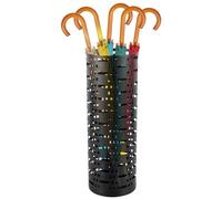 Sutowe Porte-parapluie en Métal Rond en Style Moderne avec Sculpture, Porte Parapluie Design sur Pied , Porteparapluies avec Crochets pour Entrée Maison Bureau Hôtel,15×15×42 cm(Noir)