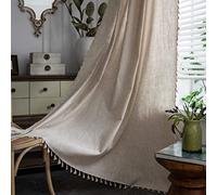 Sutuo Home Rideaux bohèmes en Toile de Jute texturée, Aspect Lin Naturel pour Chambre à Coucher, avec Passe-Tringle, Semi-occultants, Style bohème Fait à la Main, décoration de fenêtre pour Salon, 1