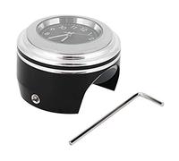 Suuonee Quartz Clock, Accessoires de Montre d'horloge de Quartz imperméable de Montage de Guidon de Modification de Moto[Surface Blanche Cadran Noir]