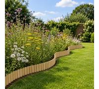 Suusolny Palissade flexible en bois naturel - 200 x 61 cm - Bordure de | Bordure de parterre pratique, bordure de pelouse et bordure de tonte avec fil de fer, malléable de manière flexible