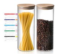 Suuwwn Bocaux de Conservation pour Spaghetti 2 x 2200 ml Bocaux en Verre pour Spaghetti Hermetique avec Couvercle boîtes à spaghetti de cuisine hermétiques