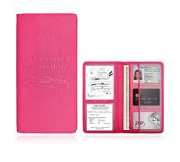 Suvnie Porte-carte grise et assurance en cuir avec fermeture magnétique, organiseur de documents pour cartes d'immatriculation, permis de conduire (rose rouge, classique)