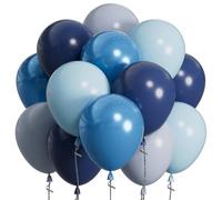 SUWEN 60 Pièces Bleu Pastel et Gris 12 Pouces Ballons Latex Kit | Kit Ballons Latex Bleu Clair Macaron Marine pour Anniversaire Mariage Douche Nuptiale Fête Décorations