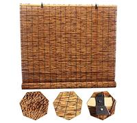 Suwooy Store À Rouleau Parasol Extérieur,Store Enrouleur en Bambou Naturel,Décoratif/Imperméable/Respirant,Rideau De Roseau,Rideau De Paille Romain Intérieur Personnalisable,150×300cm/59×118in