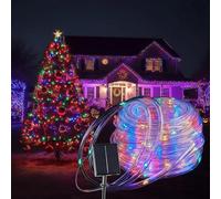 Suyoo Guirlande lumineuse solaire d'extérieur étanche LED - Guirlande lumineuse à corde LED 200 LED, 22M/72FT 8 modes avec télécommande Guirlande lumineuse tube solaire flexible pour jardin patio fête