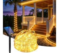 Suyoo Guirlande lumineuse solaire extérieur étanche LED pour Noël 12 m/3,9 pi 100 DEL 8 modes Tube pour jardin, mariage, fête, décorations de Noël (blanc chaud)