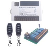 SUYUKUFU Relais interrupteur sans fil 12V 24V, récepteur 4 canaux RF 433MHz | DC 5V-30V avec 2 émetteurs pour commande à distance de porte de garage, éclairage, moteur et serrure électrique
