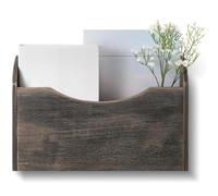 Suzile Porte-revues mural en bois pour courrier et dossier, gris | Organiseur mural à suspendre pour dossier de papier, support à fente unique pour entrée, réception, trieur de lettres pour la