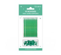 SV SURPRISEZ-VOUS - 10 BOUGIES AVEC BOBÈCHES ANNIVERSAIRE 7.5CM VERT