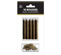 SV SURPRISEZ-VOUS - 10 BOUGIES AVEC SUPPORTS GATSBY 7.5CM OR NOIR
