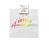 SV SURPRISEZ-VOUS - 24 SERVIETTES PAPIER ANNIVERSAIRE MULTICOLORE 33CM