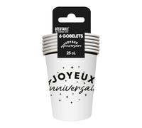 SV SURPRISEZ-VOUS - 6 GOBELETS CARTON ANNIVERSAIRE 25 LANC