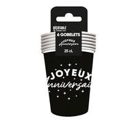 SV SURPRISEZ-VOUS - 6 GOBELETS CARTON ANNIVERSAIRE 25CL NOIR