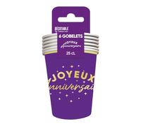 SV SURPRISEZ-VOUS - 6 GOBELETS CARTON ANNIVERSAIRE 25CL VIOLET