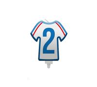 SV SURPRISEZ-VOUS - BOUGIE CHIFFRE 2 MAILLOT FRANCE FOOTBALL 8CM