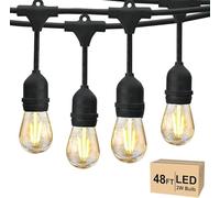 Svater Guirlande Lumineuse Extérieure, 15M S14 Guirlande Guinguette LED avec 15+1 2W E27 Plastiques Ampoule, IP65 Étanche Guirlande Electrique Exterieur pour Jardin Pergola Terrasse, 2700K Blanc Chaud