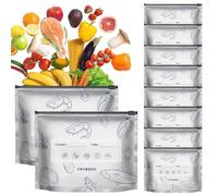 SVCEQZE Sacs En Aluminium Pour La Cuisson Au Barbecue,10 Pièces Récipients De Stockage Alimentaire - Contenants Réutilisables Scellables Debout Avec Zip Et Étiquette,Pour Cuisine Réfrigérateur Viande