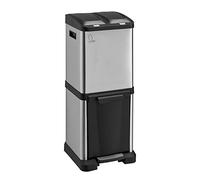 SVITA Poubelle 2x8L + 16L Poubelle de tri Collecteur de déchets Acier inoxydable Argenté