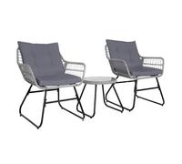 SVITA AMALFI Rotin Salon de jardin extérieur 2 personnes Set de balcon Gris clair