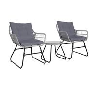 SVITA AMALFI Rotin Salon de jardin extérieur 2 personnes Set de balcon Gris clair