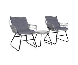 SVITA AMALFI Rotin Salon de jardin extérieur 2 personnes Set de balcon Gris clair