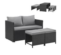 SVITA ATHINA Ensemble de meubles de jardin Outdoor Meubles de balcon Polyrattan Noir