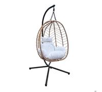 SVITA BELLY Chaise suspendue avec support pliable Chaise suspendue Siège suspendu Panier suspendu Naturel