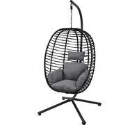 SVITA BELLY Chaise suspendue avec support pliable Chaise suspendue Siège suspendu Panier suspendu Noir
