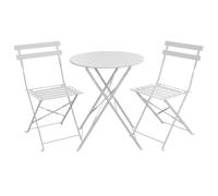 SVITA BERLIN Bistro-Set 3-pièces Garniture de jardin Meubles en métal Chaise Table Meubles pliants Balcon-Set Blanc