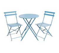 SVITA BERLIN Bistro-Set 3 pièces Garniture de jardin Meubles en métal Chaise Table Meubles pliants Balcon Set Bleu