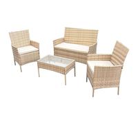 SVITA BROOKLYN : Ensemble de salon de jardin 4 pièces, mobilier de jardin, groupe de sièges en polyrotin, couleur beige