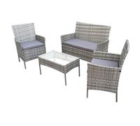 SVITA BROOKLYN : Ensemble de salon de jardin 4 pièces, mobilier de jardin, groupe de sièges en polyrotin, couleur gris