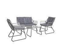 SVITA CAPRI Ensemble de meubles de balcon en polyrattan Salon d'extérieur 4 pièces salon de jardin gris clair