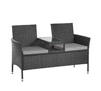 SVITA CHICAGO Banc en rotin Banc de jardin Lounge Coin salon Noir