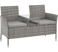 SVITA CHICAGO Banc en rotin Banc de jardin Lounge Coin salon Gris